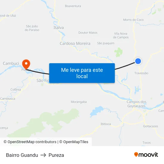Bairro Guandu to Pureza map