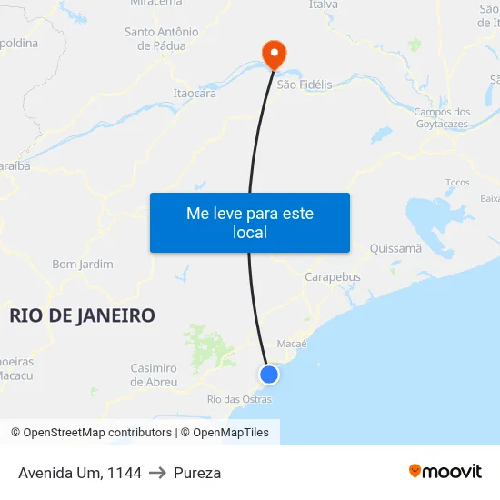 Avenida Um, 1144 to Pureza map