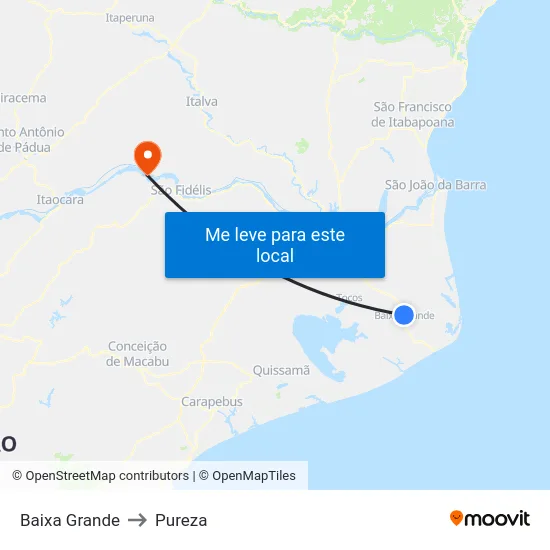 Baixa Grande to Pureza map