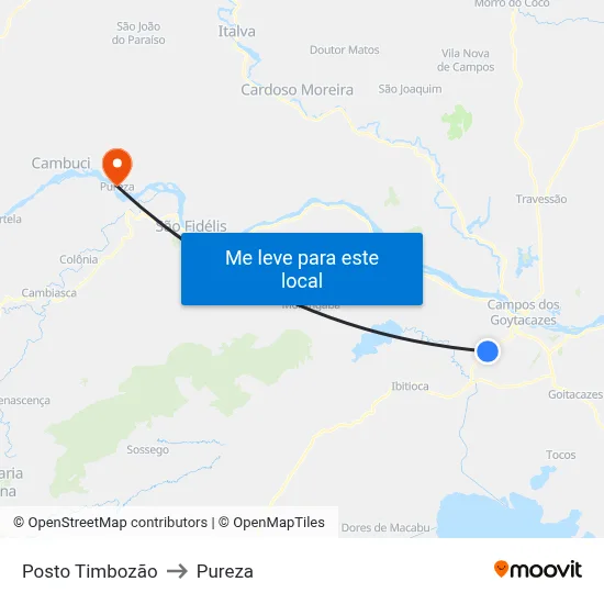 Posto Timbozão to Pureza map