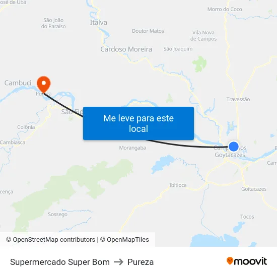 Supermercado Super Bom to Pureza map