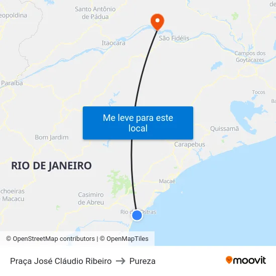 Praça José Cláudio Ribeiro to Pureza map