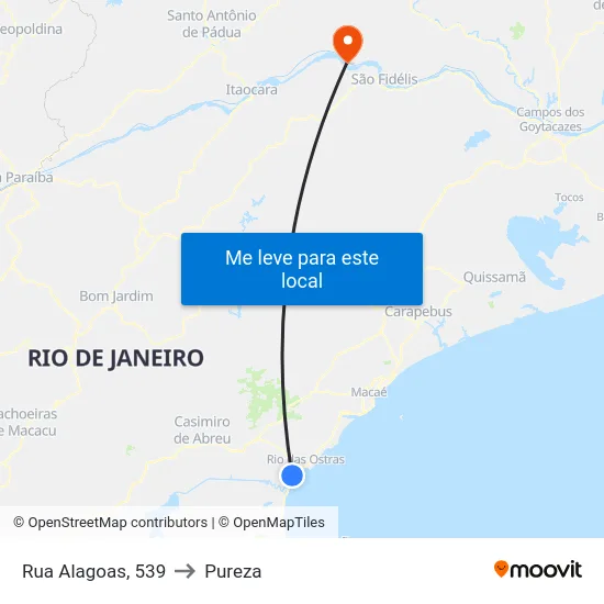 Rua Alagoas, 539 to Pureza map