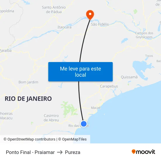 Ponto Final - Praiamar to Pureza map