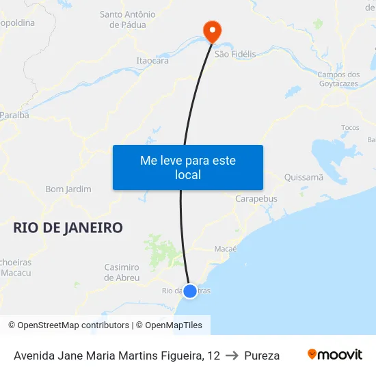 Avenida Jane Maria Martins Figueira, 12 to Pureza map