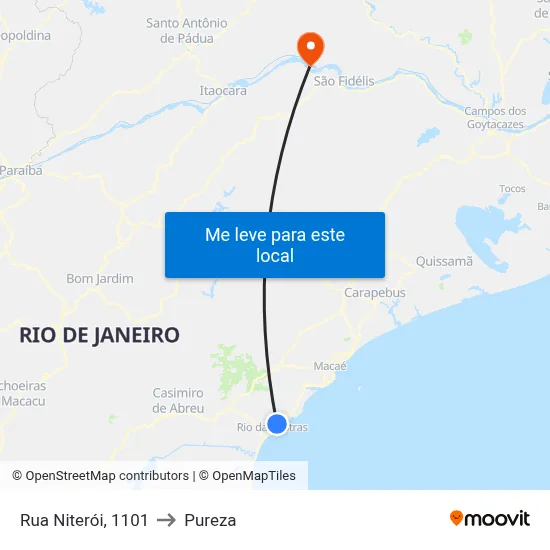 Rua Niterói, 1101 to Pureza map