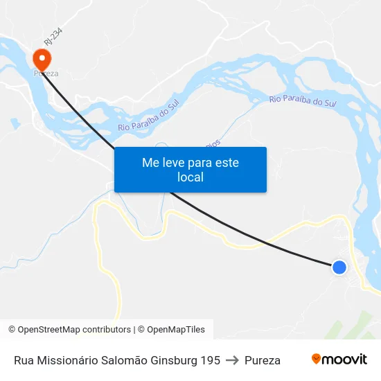 Rua Missionário Salomão Ginsburg 195 to Pureza map