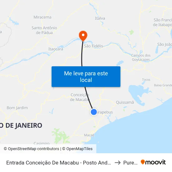 Entrada Conceição De Macabu - Posto Andorinha to Pureza map