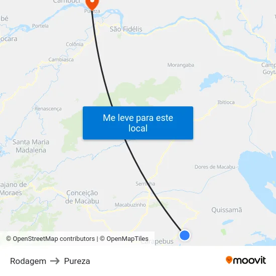 Rodagem to Pureza map