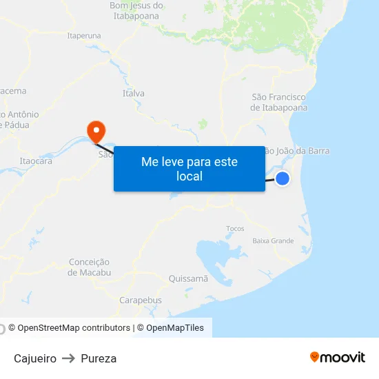 Cajueiro to Pureza map