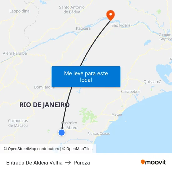 Entrada De Aldeia Velha to Pureza map