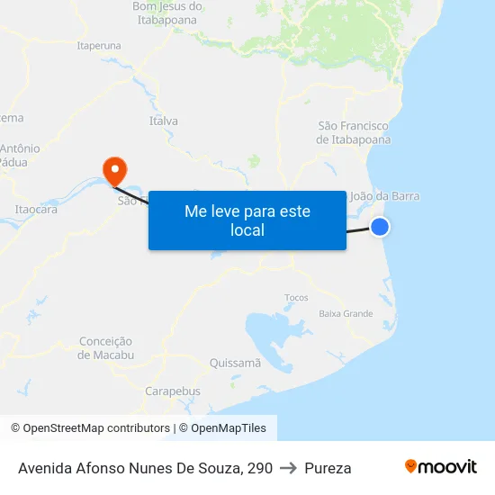 Avenida Afonso Nunes De Souza, 290 to Pureza map