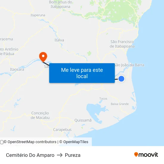 Cemitério Do Amparo to Pureza map