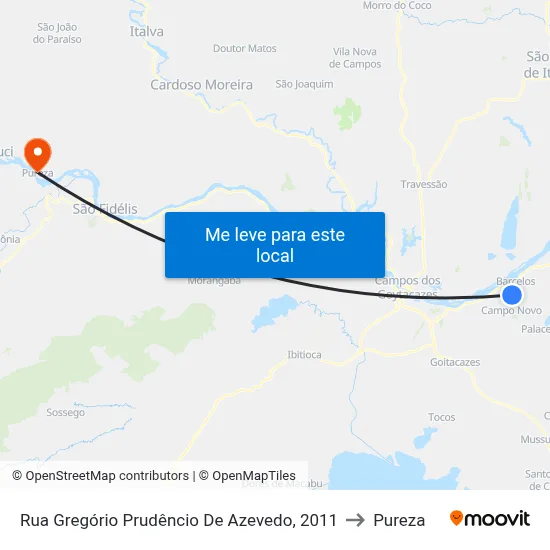 Rua Gregório Prudêncio De Azevedo, 2011 to Pureza map
