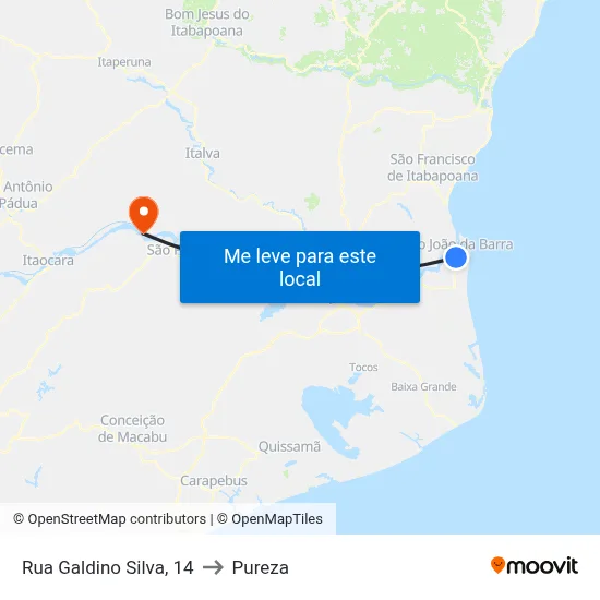 Rua Galdino Silva, 14 to Pureza map