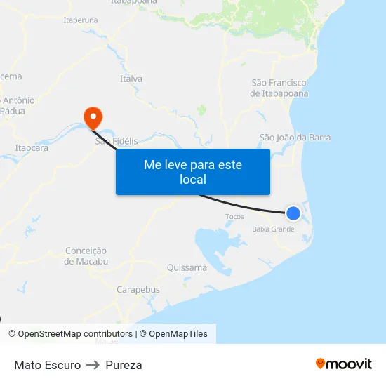 Mato Escuro to Pureza map