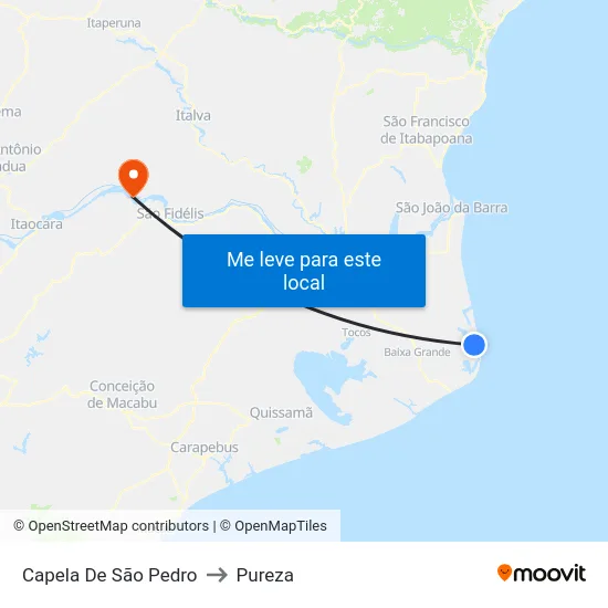 Capela De São Pedro to Pureza map