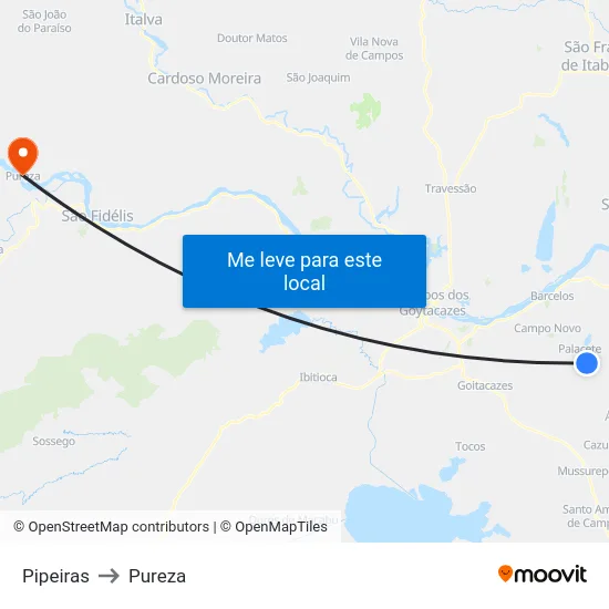 Pipeiras to Pureza map