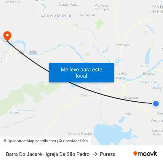 Barra Do Jacaré - Igreja De São Pedro to Pureza map