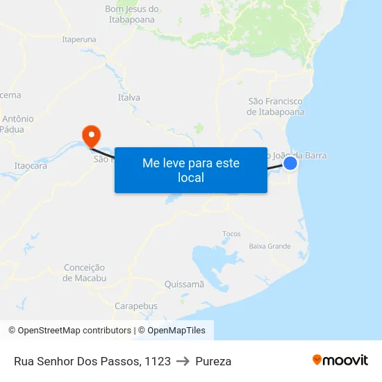 Rua Senhor Dos Passos, 1123 to Pureza map