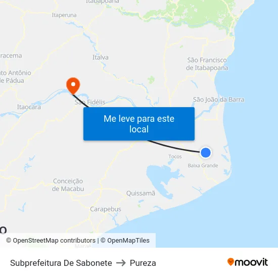 Subprefeitura De Sabonete to Pureza map