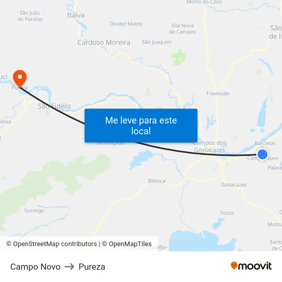 Campo Novo to Pureza map