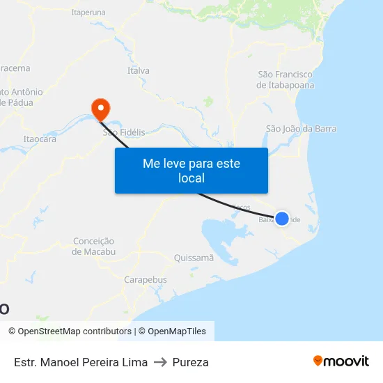 Estr. Manoel Pereira Lima to Pureza map