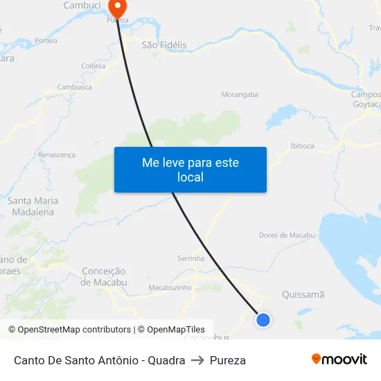Canto De Santo Antônio - Quadra to Pureza map