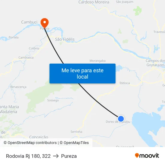 Rodovia Rj 180, 322 to Pureza map