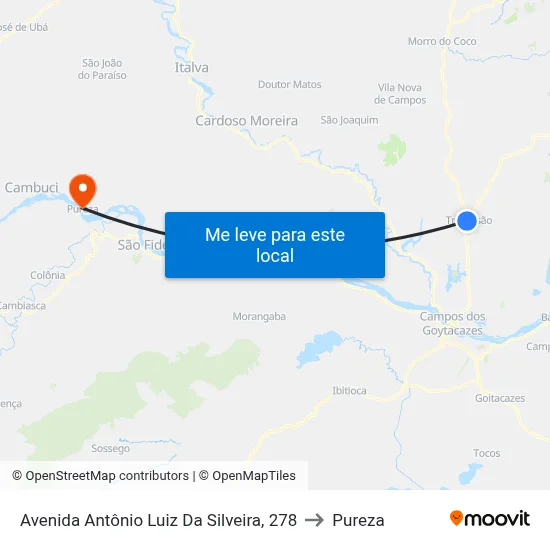 Avenida Antônio Luiz Da Silveira, 278 to Pureza map