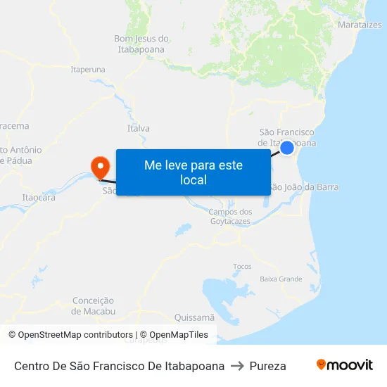 Centro De São Francisco De Itabapoana to Pureza map