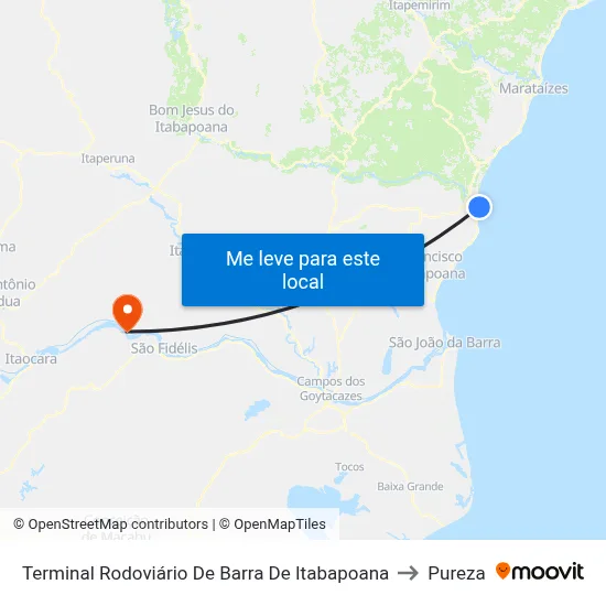 Terminal Rodoviário De Barra De Itabapoana to Pureza map