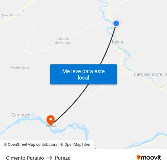 Cimento Paraíso to Pureza map