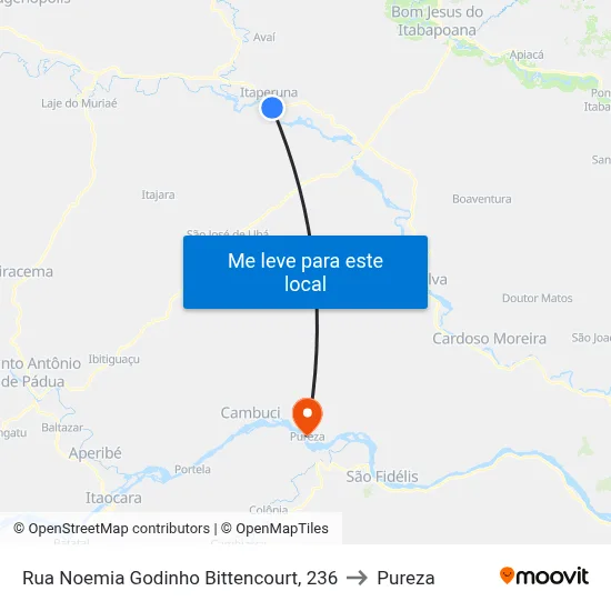 Rua Noemia Godinho Bittencourt, 236 to Pureza map