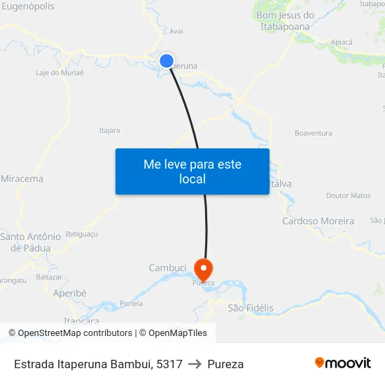 Estrada Itaperuna Bambui, 5317 to Pureza map