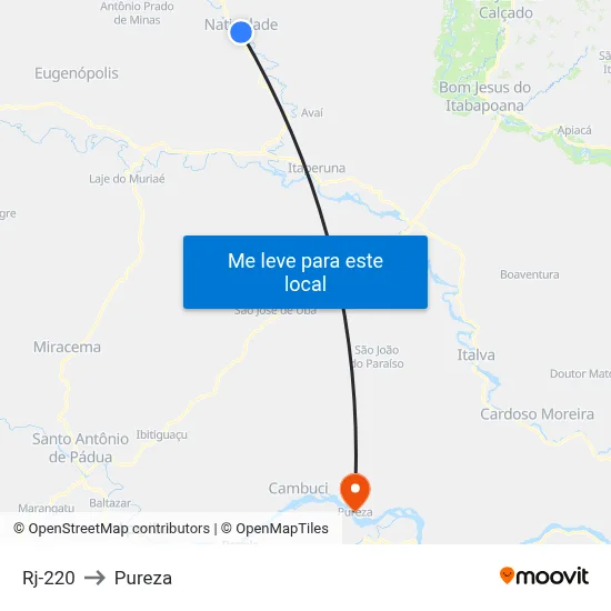 Rj-220 to Pureza map