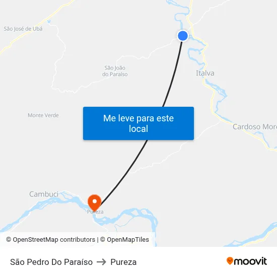 São Pedro Do Paraíso to Pureza map