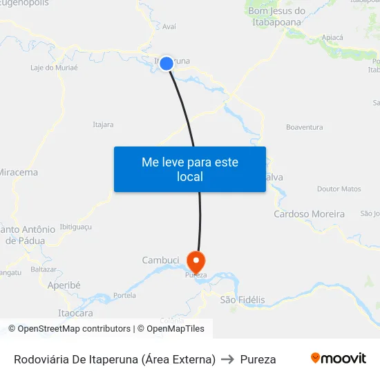 Rodoviária De Itaperuna (Área Externa) to Pureza map