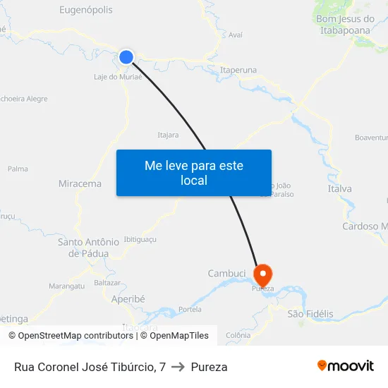 Rua Coronel José Tibúrcio, 7 to Pureza map