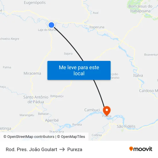 Rod. Pres. João Goulart to Pureza map