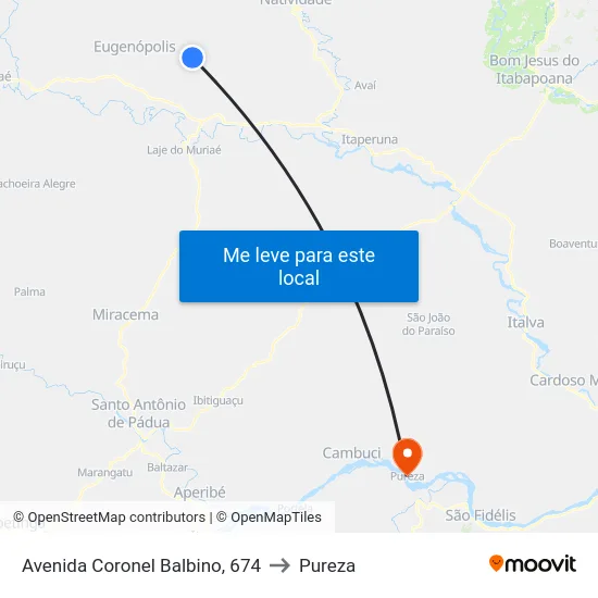 Avenida Coronel Balbino, 674 to Pureza map