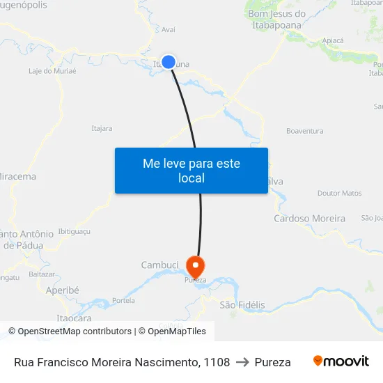 Rua Francisco Moreira Nascimento, 1108 to Pureza map