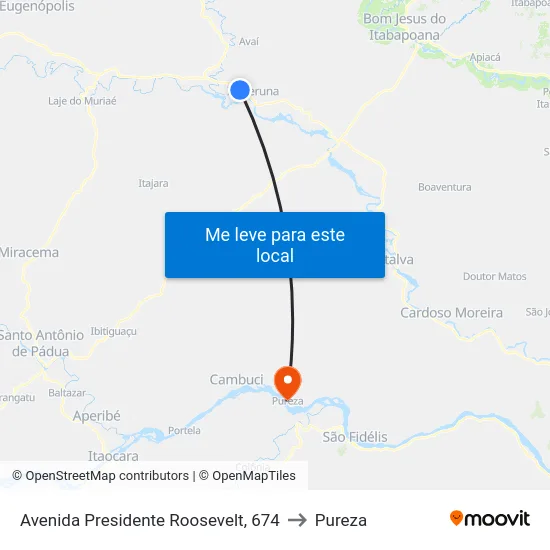Avenida Presidente Roosevelt, 674 to Pureza map