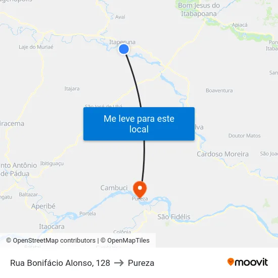 Rua Bonifácio Alonso, 128 to Pureza map