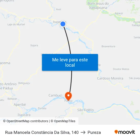 Rua Manoela Constância Da Silva, 140 to Pureza map