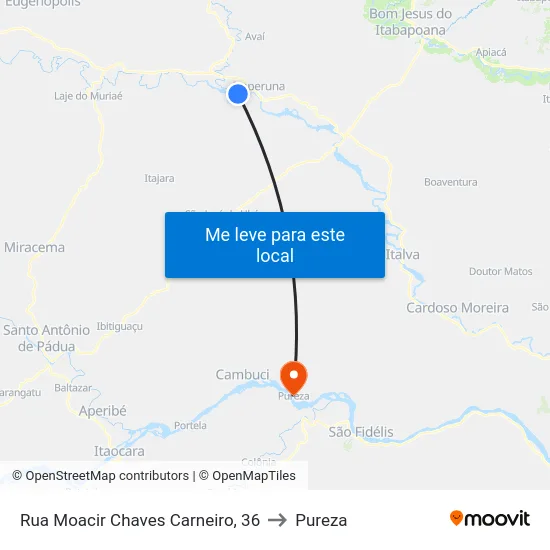 Rua Moacir Chaves Carneiro, 36 to Pureza map