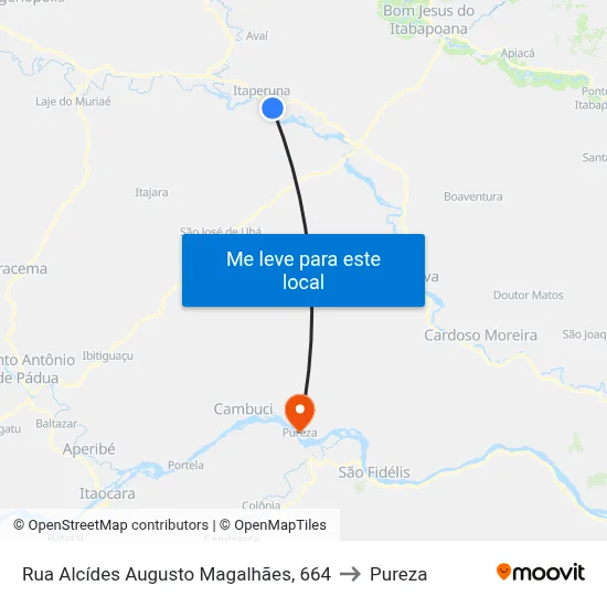 Rua Alcídes Augusto Magalhães, 664 to Pureza map