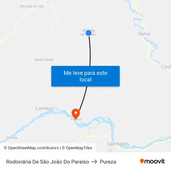 Rodoviária De São João Do Paraíso to Pureza map