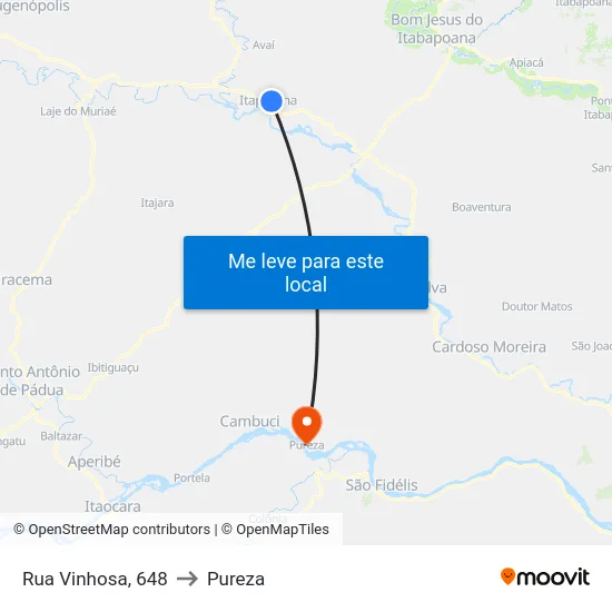 Rua Vinhosa, 648 to Pureza map