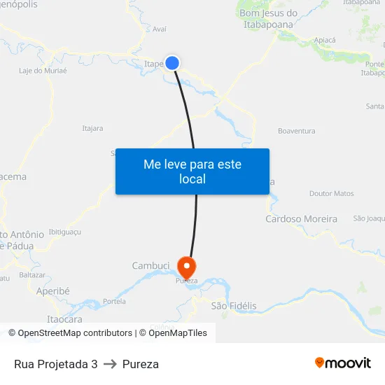 Rua Projetada 3 to Pureza map